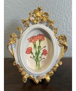Framed Original Hand painted Miniature watercolor painting of a Carnation - $44.55