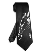 Hawkeye tie black satin silk hand-painted superhero necktie - $28.00