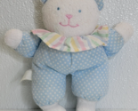 Vintage Kids Gifts White Bear Plush Rattle Baby Toy Blue Polka-Dot Paste... - $43.55