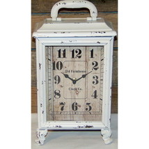 Old Farmhouse Carriage Clock Rustic White Vintage Cottage Farmhouse Chic New - £44.23 GBP