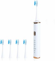Electric Toothbrush for Kids and Adults Includes 5 Brush Heads Waterproof(White) - £11.73 GBP