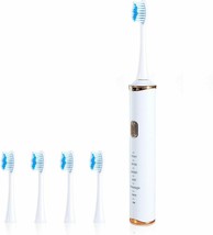 Electric Toothbrush for Kids and Adults Includes 5 Brush Heads Waterproof(White) - £11.96 GBP