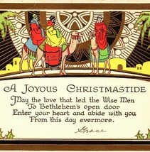 c1940 Christmas A Joyous Christmastide Embossed Gold Gilt Card - $14.95