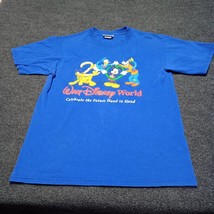 Vintage Disney World Shirt Adult Small Blue Celebrate Future 2000 Y2K - $27.77