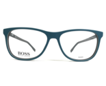 Hugo BOSS Eyeglasses Frames BOSS 0763 QHY Black Matte Blue Square 55-15-145 - £55.29 GBP