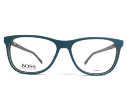 Hugo BOSS Eyeglasses Frames BOSS 0763 QHY Black Matte Blue Square 55-15-145 - £55.12 GBP