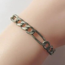 Solid Sterling 925 Silver Bracelet 6.9mm Figaro Chain 14.8gr Italy 9&quot; Long Italy - £27.92 GBP