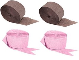 Pink and Brown Crepe Paper Streamers - £5.96 GBP