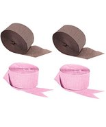 Pink and Brown Crepe Paper Streamers - £5.87 GBP