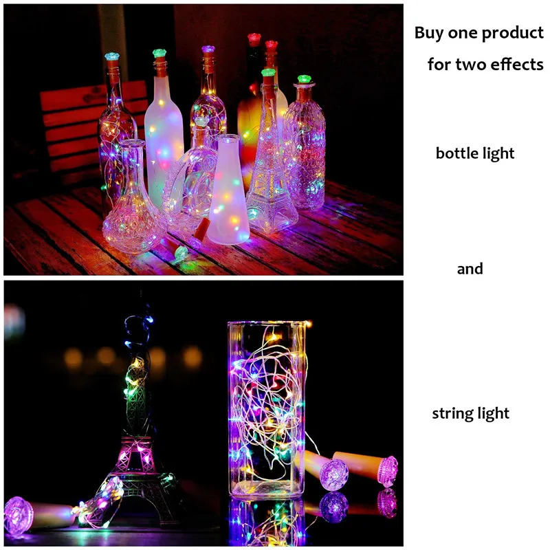 Free Shipping  Wine Bottle Lights with Cork Fairy Battery Operated Mini Lights   - £161.83 GBP