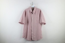 Vintage 90s LL Bean Mens 16.5 Single Needle Tailor Button Down Shirt Red Striped - £38.75 GBP