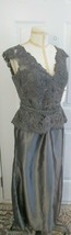 CAMERON BLAKE By Mon Cheri Gray Taffeta Gown #214684 - Size 14 NWT $519.00 - £148.33 GBP
