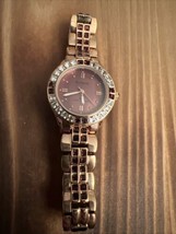 Women&#39;s Armitron Now Luxurious Maroon Rhinestone Watch, 26MM, New Batt - £16.11 GBP