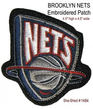 Large NBA Patch Brooklyn NETS Embroidered 4.5&quot; x 4.5&quot; Sew On Patch (used) - £5.97 GBP