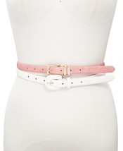allbrand365 designer Womens 2 for 1 Embossed Skinny Belts,Mauve/White,X-... - £23.30 GBP