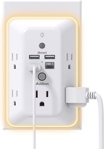 Surge Protector, Outlet Extender With Night Light, Addtam 5-Outlet Split... - $29.93