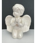 Kneeling Angel Figurine Iridescent Glaze Ceramic 6.5&quot; tall~6&quot; wide Pre-o... - $24.99