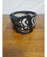 CHICO’S Zebra Black White Woven Wide Leather Manmade Belt Size S - €16,08 EUR