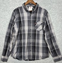 Levi&#39;s Gray Plaid Long Sleeve Button Up Mens Shirt Size L - $210.05 MXN
