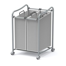 Simplehouseware 2-Bag Heavy Duty Rolling Laundry Sorter Cart, Silver - £46.14 GBP