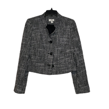 Ann Taylor Loft Womens Blazer Size 8 Black White 4-Button Lined Wool Blend Coat - £18.68 GBP