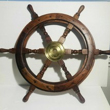 24&quot; Nautical Ship Steering Wooden Wheel handmade maritime nautical ship Wheel - £62.25 GBP