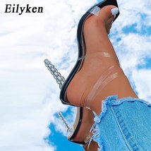 Eiyken Transparent Bead High Thin Heel Summer Buckle Strap Sandals Beach Shoes D - £38.84 GBP