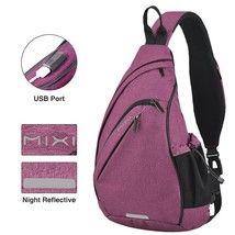 Men One Shoulder Backpack Women Sling Bag Crossbody USB Boys Cycling Sports Trav - £42.54 GBP