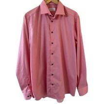 Eton Contemporary Shirt Men&#39;s Large 43/17 Salmon Plaid Long Sleeve - $43.54