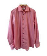 Eton Contemporary Shirt Men&#39;s Large 43/17 Salmon Plaid Long Sleeve - £34.15 GBP