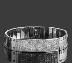 3 Ct ID Men&#39;s Diamond Bracelet Screw Link 14k Solid White Gold 60 g 8&#39;&#39; - £6,803.63 GBP