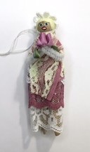 Vintage Christmas Tree Ornament Handmade Clothespin &amp; Lace Lady Pink - £4.81 GBP