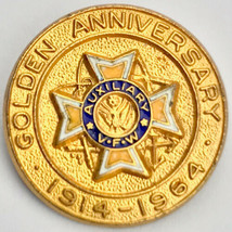 VFW Golden Anniversary 1964 Pin Vintage Gold Tone Brooch Auxillary Veteran - $9.95