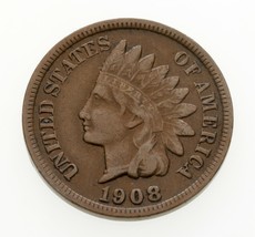 1908-S 1C Indian Cent in Fine Condition, All Brown Color, Clear LIBERTY - £110.52 GBP