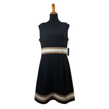 Tommy Hilfiger Women&#39;s Scuba Crepe Fit &amp; Flare Black Color Block Dress N... - €40,68 EUR