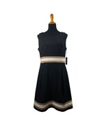 Tommy Hilfiger Women&#39;s Scuba Crepe Fit &amp; Flare Black Color Block Dress N... - $66.73 CAD