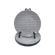 NAUTICA Bright White Striped Royal Blue 11&quot; Dinner Plates Set of 4 - $462.61 MXN
