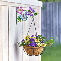 Hanging Planter with Coir Liner Flower Pot Basket Garden Fence Balcony B... - £28.76 GBP