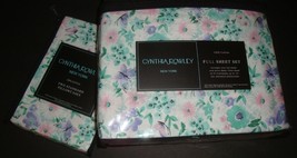 New Cynthia Rowley 6 Pc Full 100% Cotton Extra Deep Sheet Set Floral But... - $94.04