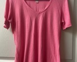 Victoria&#39;s Secret V Neck Short Sleeved T Shirt Womens Size Large Pink Ca... - $13.74