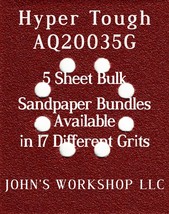 Hyper Tough AQ20035G - 1/4 Sheet - 17 Grits - No-Slip - 5 Sandpaper Bulk Bundles - $4.99