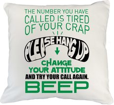 Please Hang Up. Change Your Attitude. Funny Tech Support White Pillow Co... - $24.74+