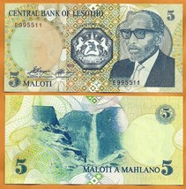 LESOTHO 1989 UNC 5 Maloti Banknote Paper Money Bill P-10 - $3.00