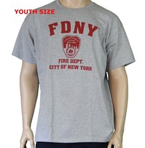 FDNY Kids Short Sleeve Screen Print T-Shirt Gray Red Print - £15.95 GBP