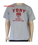 FDNY Kids Short Sleeve Screen Print T-Shirt Gray Red Print - £16.01 GBP