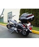 Black Universal DMY Motorcycle Trunk with Top Rack &amp; Backrest &amp; Spoiler - $1,947.74 MXN