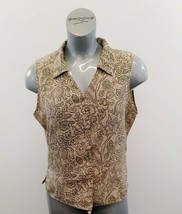 Jessica Petite Women&#39;s Sleeveless Button Up Blouse Size Large Brown Flor... - $7.92