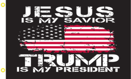 Jesus Is My Savior Trump Is My President 3&#39;X5 Flag Double Sided Rough Tex® 100D - £23.08 GBP