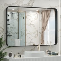 TETOTE 40x30 Inch Black Frame Mirror, Bathroom Vanity Mirror for Wall, Modern - £134.59 GBP