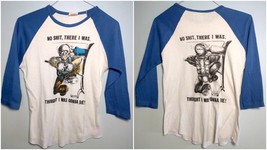 Vintage LE RICHE Women T-Shirt Raglan 50/50 White Blue Solider Double Si... - $40.00